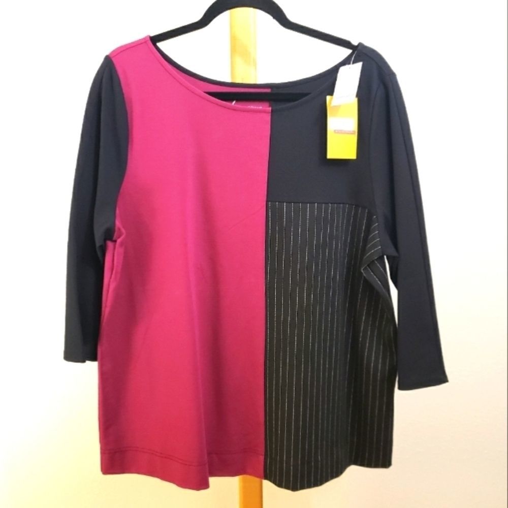 Lane Bryant 3/4 sleeve mixed print ponte top